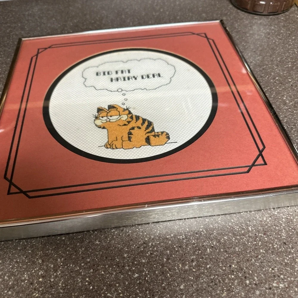 Vintage‎ Garfield Cross Stitch Framed 